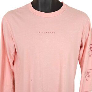Billabong T Shirt Mens Size Small Pink Surfer Skater Long Sleeve
